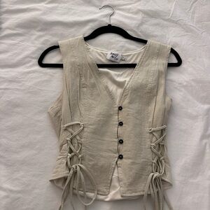 Princess Polly Beige Lace-Up Tank Top